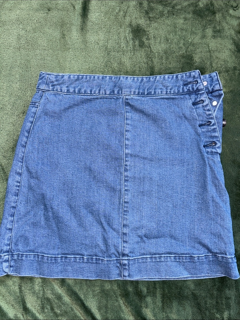 Harper Blue Denim Side-Button Mini Skirt